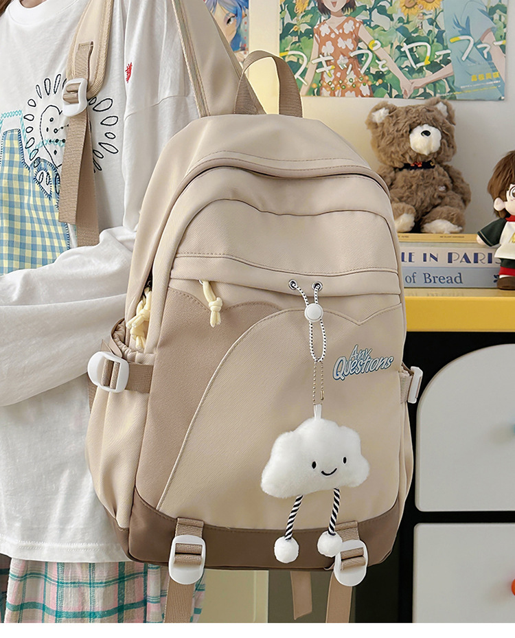 Lightweight Color Block Backpack For School & College - Spacious & Stylish Unisex Bookbag With Cushioned Straps, Multiple Pockets_voghion.com