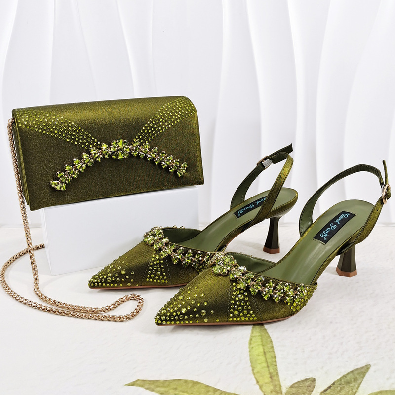 Foreign Trade Simple and Stylish Women's Pointed-Toe High-Heeled Sandals with Thick Envelope Bag, Exquisite and Elegant Cross-Border Shoe and Bag Set Foreign Trade Simple and Stylish Women's Pointed-Toe High-Heeled Sandals with Thick Envelope Bag, Exquisite and Elegant Cross-Border Shoe and Bag Set