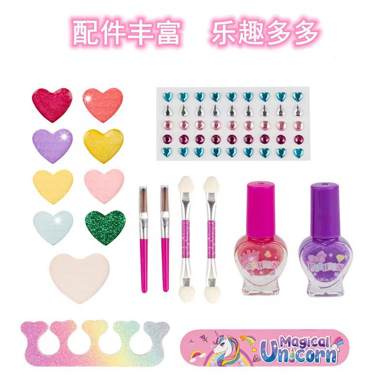 Amazon explotó maquillaje infantil lápiz labial sombra de ojos esmalte de uñas caja de maquillaje cajón de dos capas maquillaje de chicas