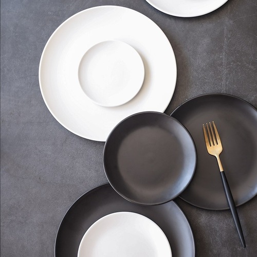 ins Nordic style steak plate matte glaze western food plate flat plate hotel ceramic tableware anti-scratch frosted dish plate