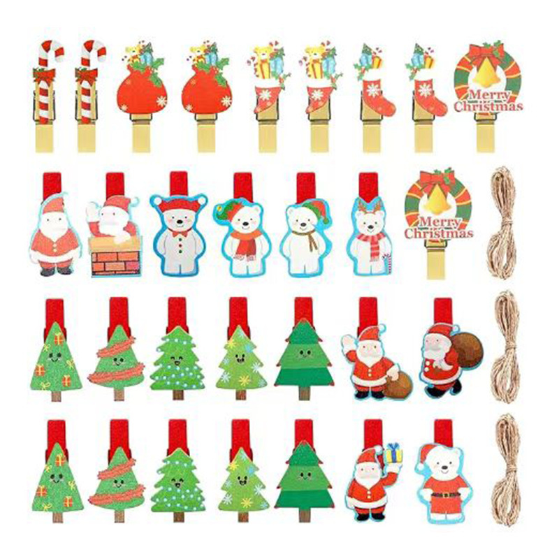 漫画のクリスマスギフト、ペンダント、写真壁、木製工芸品、ホームペンダント、カード、小さな木製クリップのコレクション|undefined