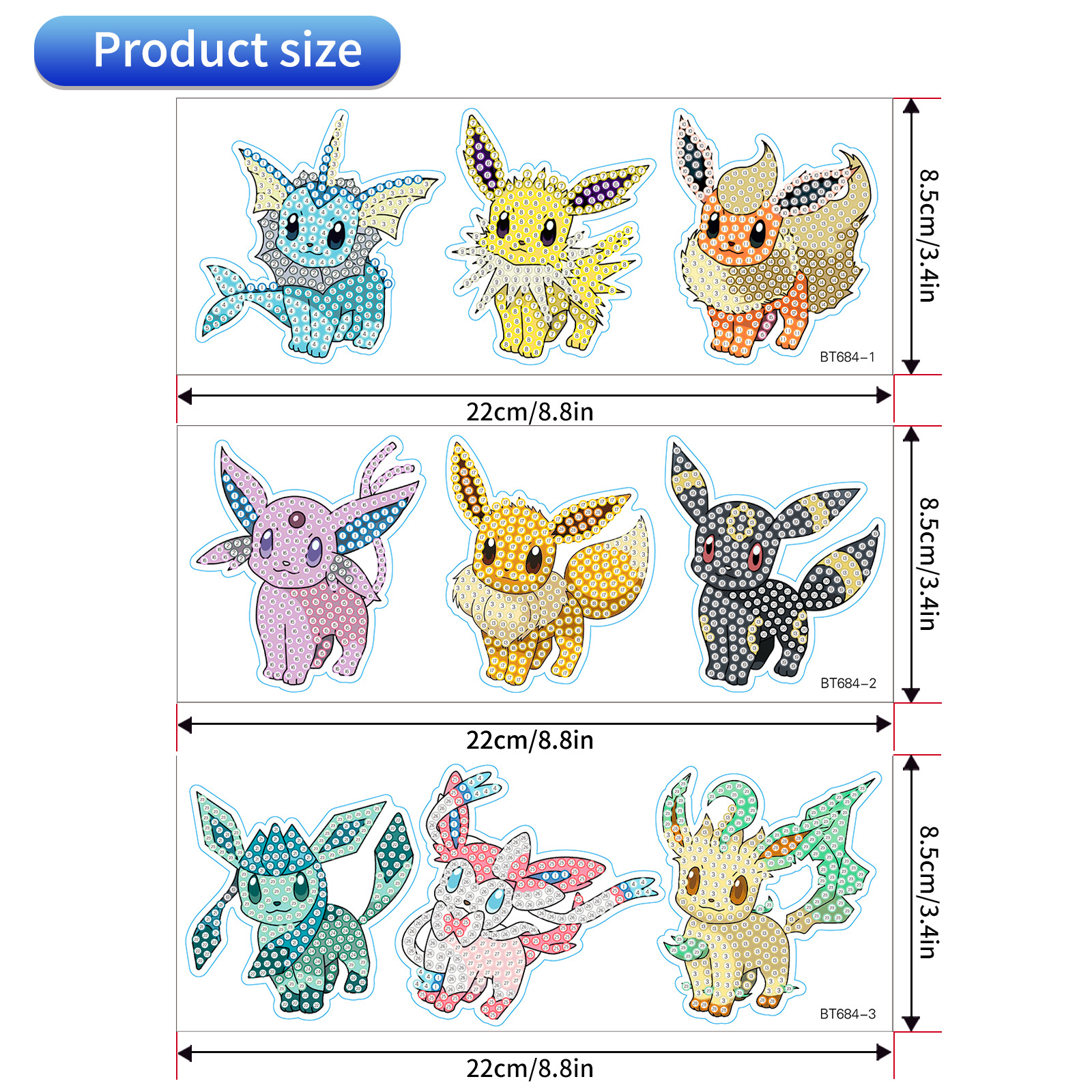 Pintura de Diamantes Creativa para Niños, Popular Transfronteriza, Pintura de Diamantes Educativa de Pokémon, Venta al por Mayor