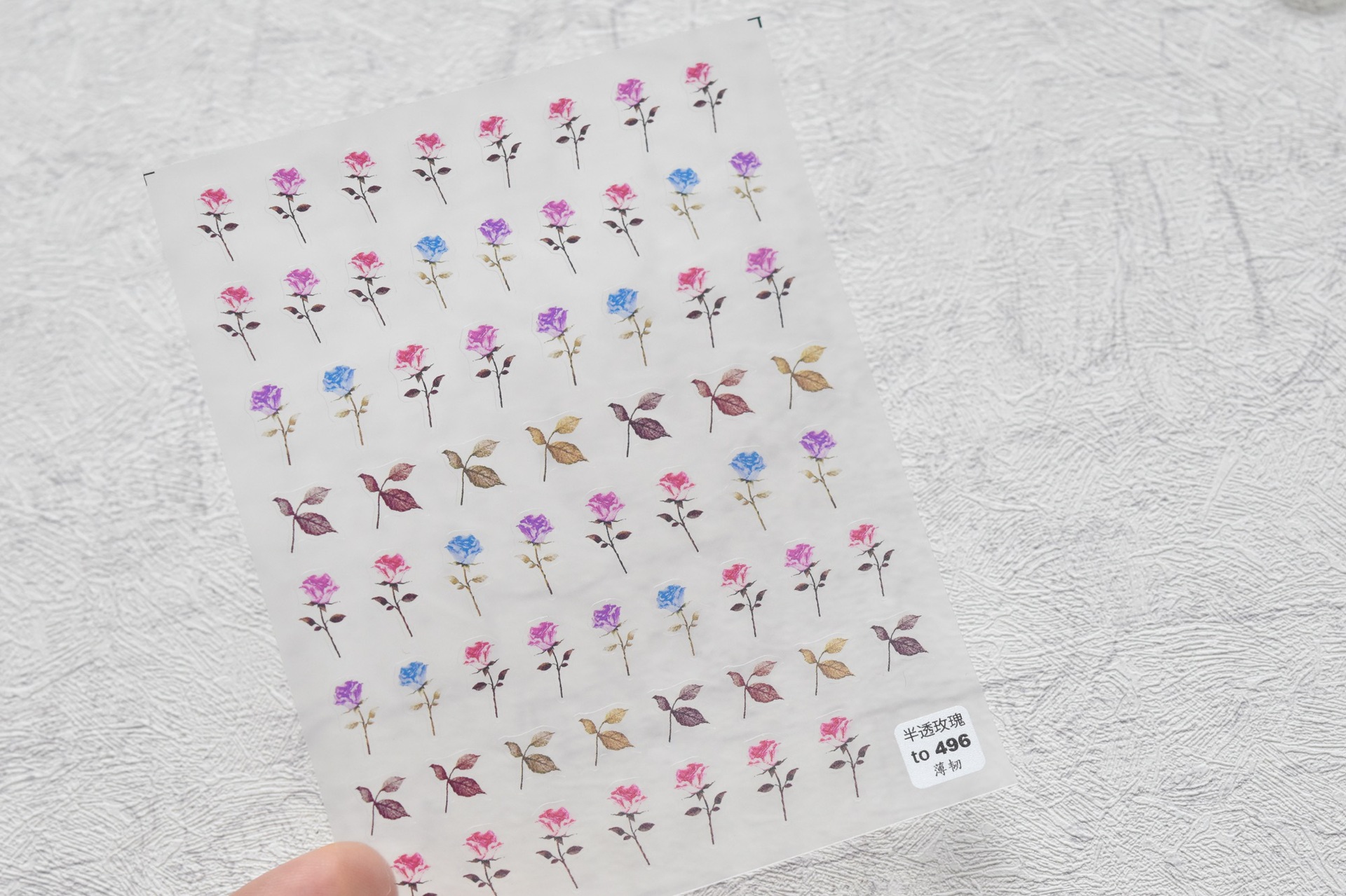 INS papel adhesivo de uñas en línea popular Versalles Rosa pequeño patrón Hada suave 3D parche impermeable con adhesivo