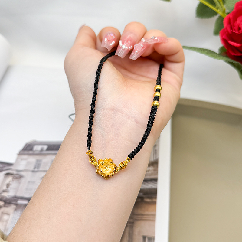 Collar de flores de Oro Negro cuerda ajustable elegante estilo chino todo fósforo collar sala de transmisión en vivo venta al por mayor de fábrica