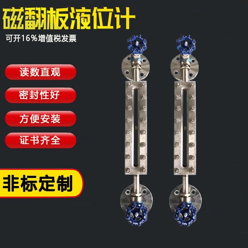 厂家直供玻璃板液位计双色304 316L不锈钢板式液位计磁翻板液位计