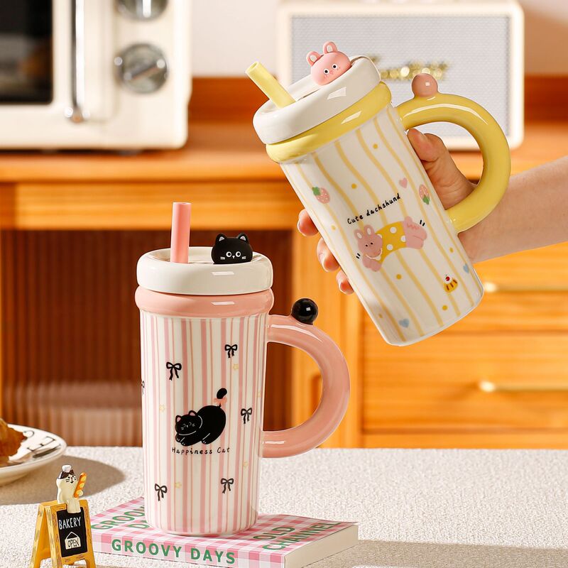 ガールズニッチ高価値マグカップ蓋付きセラミックカップ大容量ウォーターカップコーヒーカップ誕生日プレゼントお土産|undefined