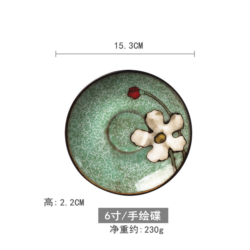 創意的な手描きの釉薬の下で色彩の陶磁器の皿の家庭用の野菜の皿の冷たい野菜の皿の果物のお菓子の皿の6寸は骨の皿のかすの皿を吐きます。|undefined