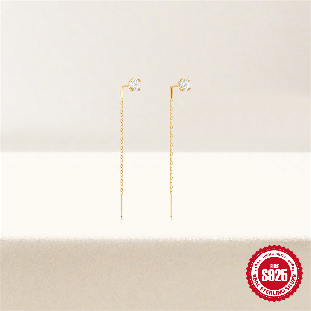 1g Weight 925 Sterling Silver Ear Needle Material 18K Gold Plated Plating Material Drop Earrings Classification 1 Pair Quantity Date, Tea Party Occasion 925 Sterling Silver Material Geometric Pattern All Seasons Season Women's Gender Elegant, Sweet Style 1 Pair 18K Gold Plated 925 Sterling Silver 925 Sterling Silver Earrings Geometric Drop Earrings 20