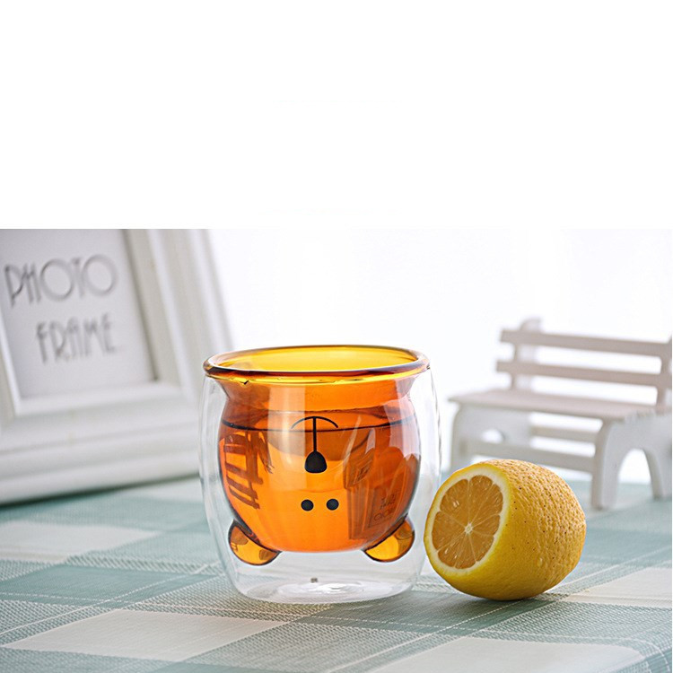 Lindo Panda de doble capa de vidrio resistente al calor Super lindo Panda taza de agua de la taza de la mujer estudiante transparente hogar taza de té
