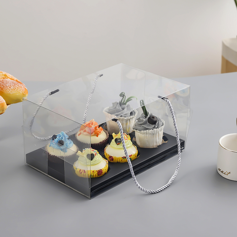 Caja de pastel de taza transparente 2 4 6 12 tazas cajas de embalaje de tazas de muffins Ins caja de embalaje transparente