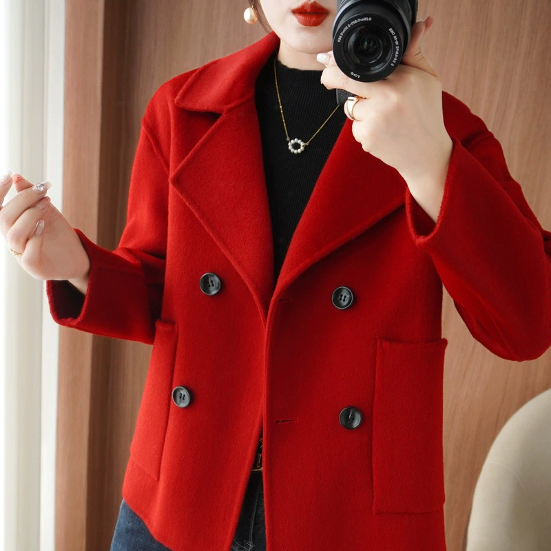Double-sided woolen short suit, jacket, woolen coat