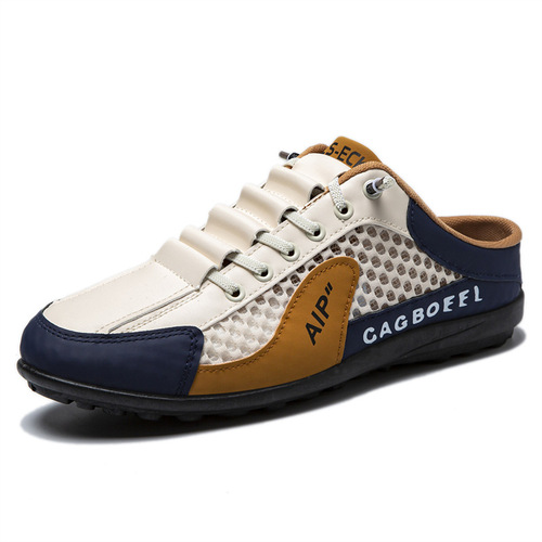 Men's Bean Pod Shoes, New Breathable, Cap Toe Slippers, Half-House Slides, Lazy Youth Outer Wear Half-Slip Shoes