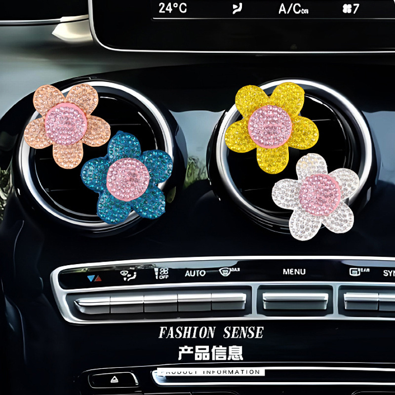 Comercio electrónico transfronterizo cerámica barro flores diamantes coche aire acondicionado salida de aire clip de aromaterapia decoración clip de perfume adorno