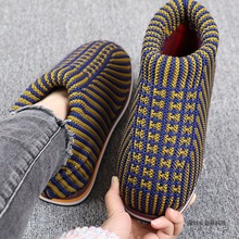 孺子牛纯手工编织毛线鞋子加绒加厚保暖棉鞋防滑耐磨底男女包跟鞋