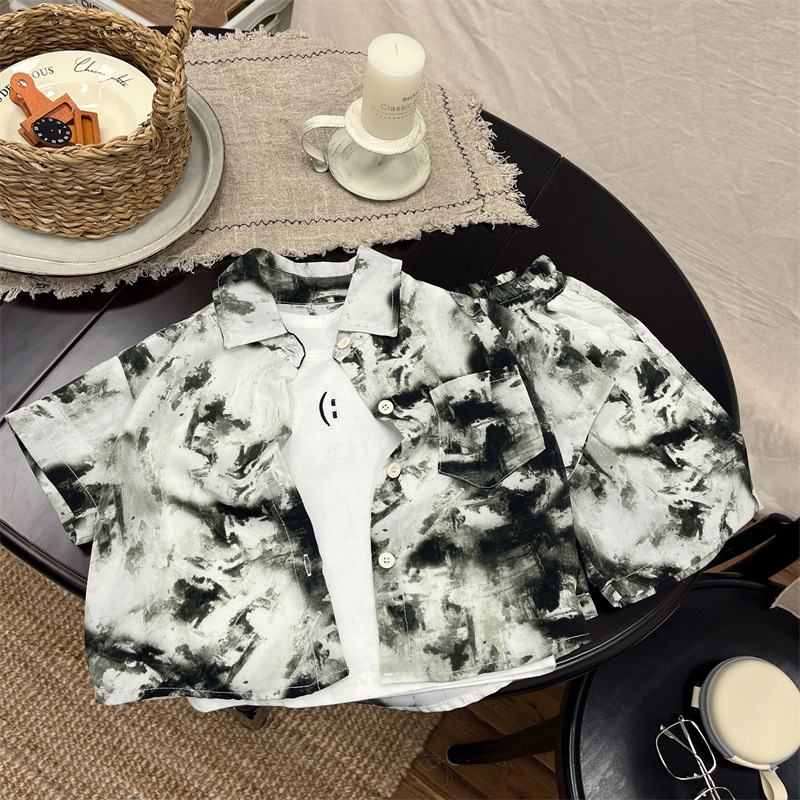 [Clearance special offer will not be refunded or replacement] Boys summer suit 2024 new handsome short -sleeved shirt set boys