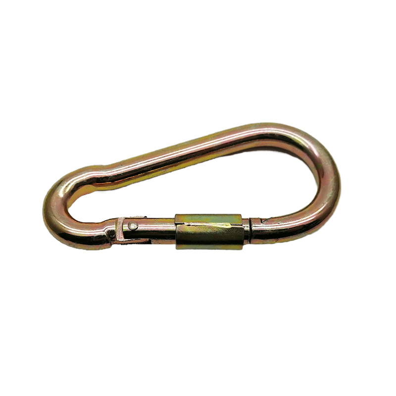 电镀彩锌登山扣主锁葫芦形带锁镀锌弹簧扣吊床五金配件