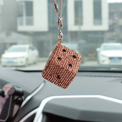car pendant pack pendant – Car hanging - champagne-gold-dice-car-pendant