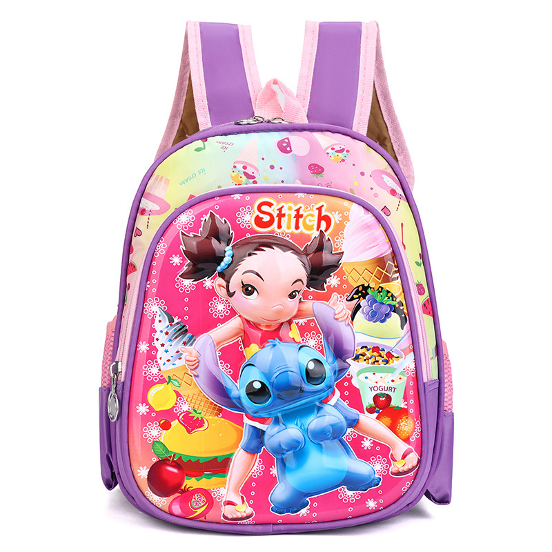 Mochila de dibujos animados Stitch de carcasa dura de 12 pulgadas al por mayor Mochila de jardín de infantes ultraligera Mochila para niños de 3-4 años