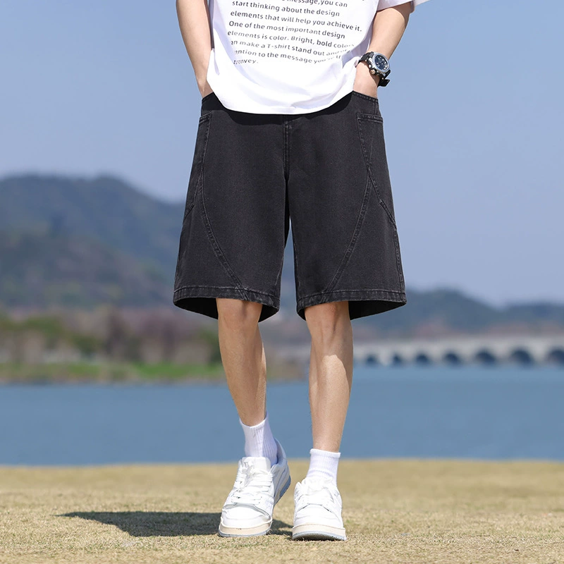 Мужские летние джинсовые шорты JYF-C2389 в американском стиле, новые, в стиле ретро, гонконгский стиль, свободные, модные, стильные.