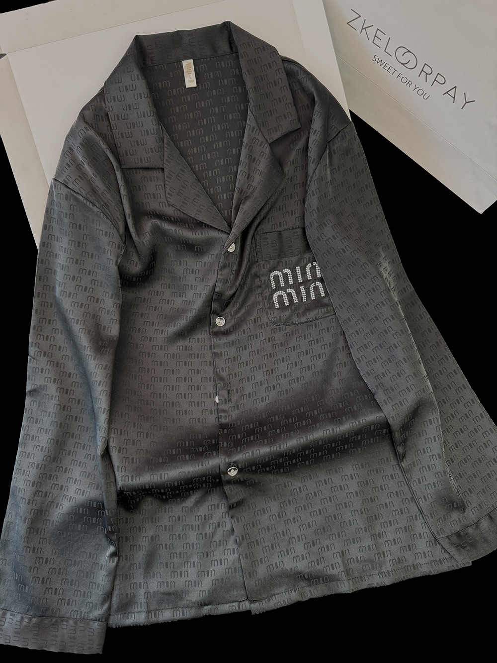 Luxuriöser Eis-seide Partner Pyjama Satin Jacquard Hausanzug_voghion.com
