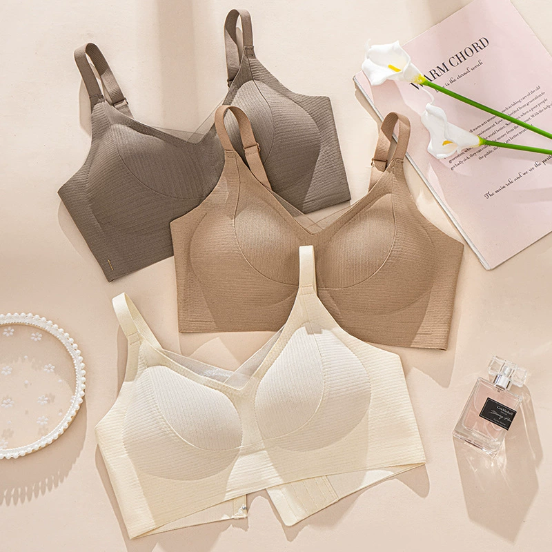 V-образный вырез сетчатая пряжа нижнее белье без следов женская мягкая поддержка