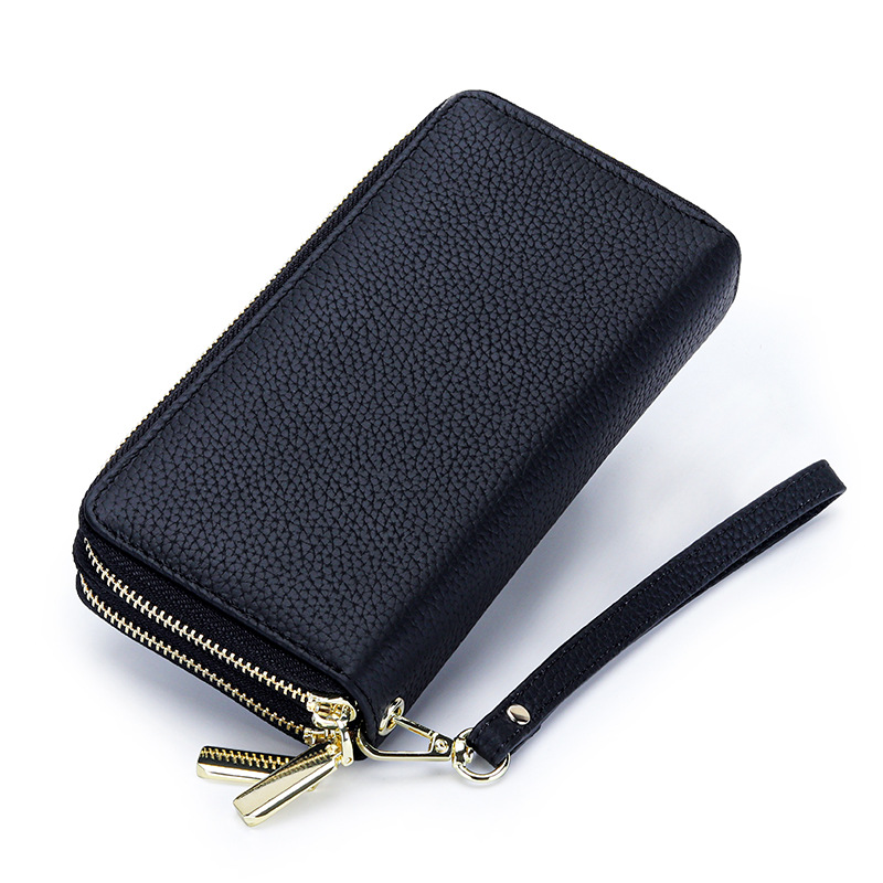 Full Leather Wallet for Women, Long Style, Large Capacity, 2026 New Model, Double Zipper, Women's Clutch Bag, Multifunctional Phone Bag