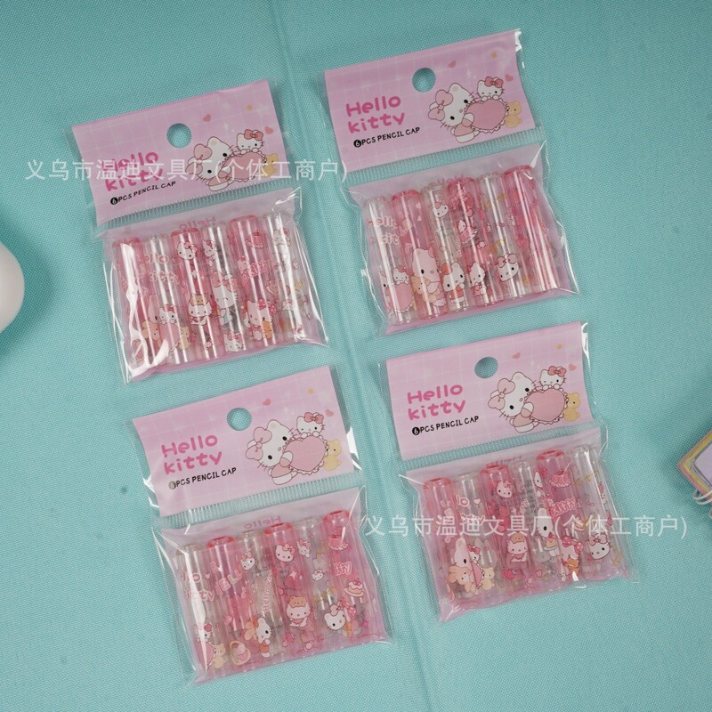 Sanrio series pencil caps, featuring creative cartoon designs of Cinnamoroll, pencil extenders, and student pencil tip protectors, available for wholesale Sanrio series pencil caps, featuring creative cartoon designs of Cinnamoroll, pencil extenders, and student pencil tip protectors, available for wholesale