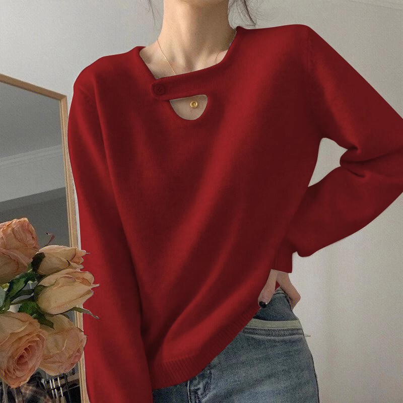 Ys Imitation Raccoon Velvet Pullover Knitwear for Women in Autumn and Winter Niche Design Thickeneded Inner Shoulder Bottoming Knitwear Top