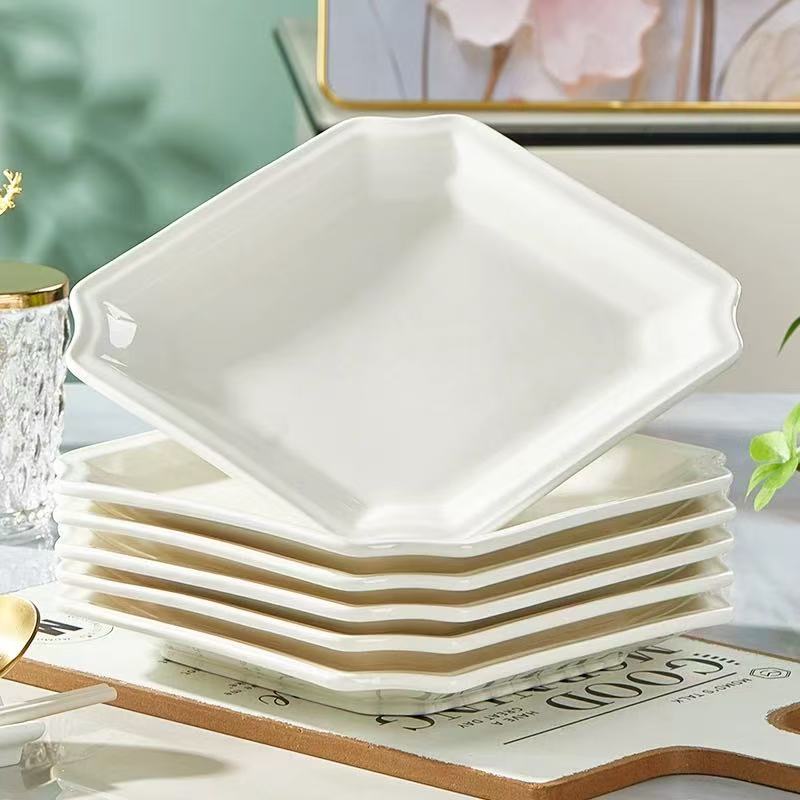 Monos platos mono platos de cerámica blanca pura platos cuadrados japoneses platos de platos fríos platos de bocadillos platos de pescado hervido platos de porcelana blanca