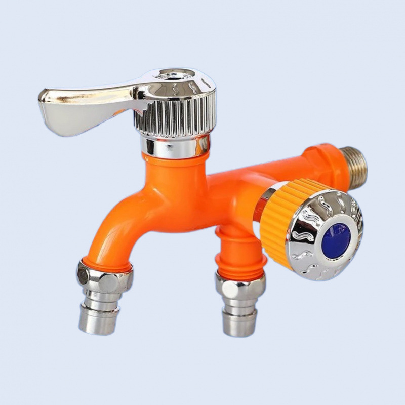 High-temperature resistant faucet, anti-freeze and splash-proof, for home kitchen, dual-control, 1/2 inch single-cool plastic washing machine dual-outlet faucet