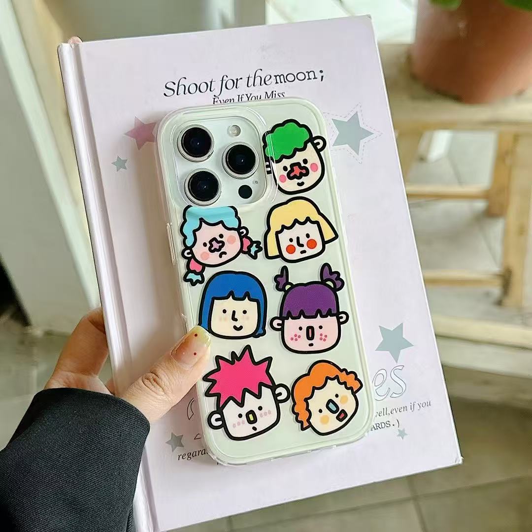 Cartoon personalizado para niños y niñas Apple 16ProMax/15 funda para teléfono iPhone 14 borde de color 15P