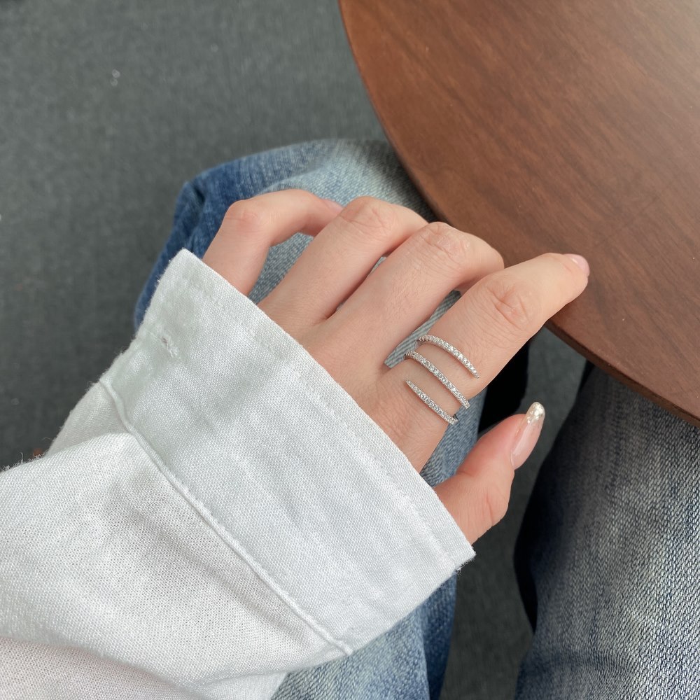 Open Ring Classification 925 Sterling Silver Geometric Zircon Open Ring
