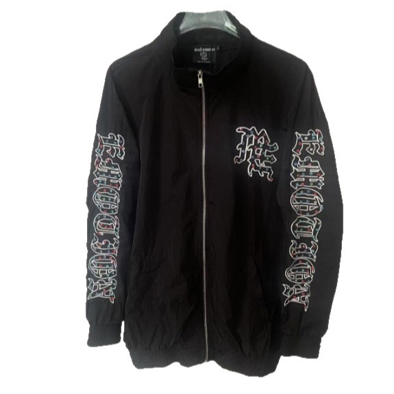 Felpa con cappuccio e cerniera, casual, unisex, a maniche lunghe, con stampa di strass e cerniera, di marca alla moda._voghion.com