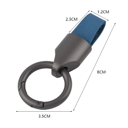 Short keychain anti-lost key ring personalized for men with LOGO imprint, car key chain made of genuine leather