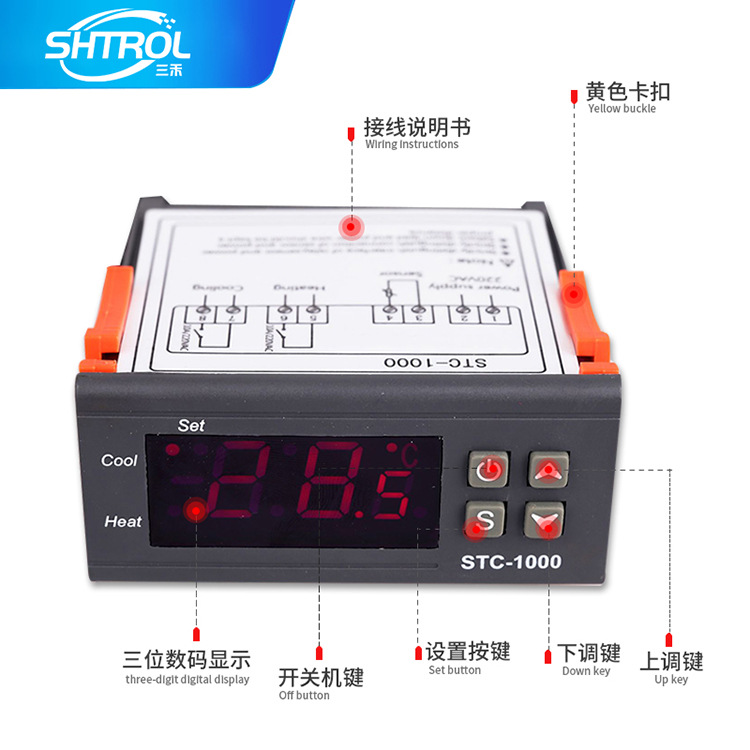 Controlador de temperatura pantalla digital STC - 1000 interruptor acuario incubación máquina de mariscos controlador de temperatura de microcomputadora 220v