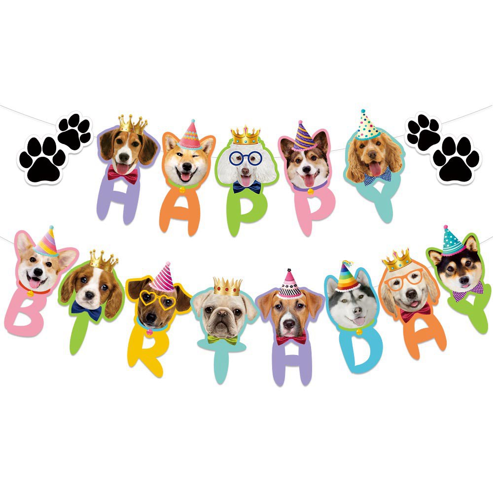 Nuevos productos transfronterizos para perros de tema decoración de fiesta de cumpleaños para perros de bandera de tarta de decoración