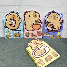 外贸卡皮巴拉造型彩页线圈本佛系水豚记事本吃货豚豚崽写字本礼品