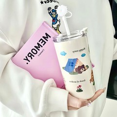 卡通巨无霸保温杯吸管咖啡杯便携不锈钢冰霸水杯可爱高颜值大容量