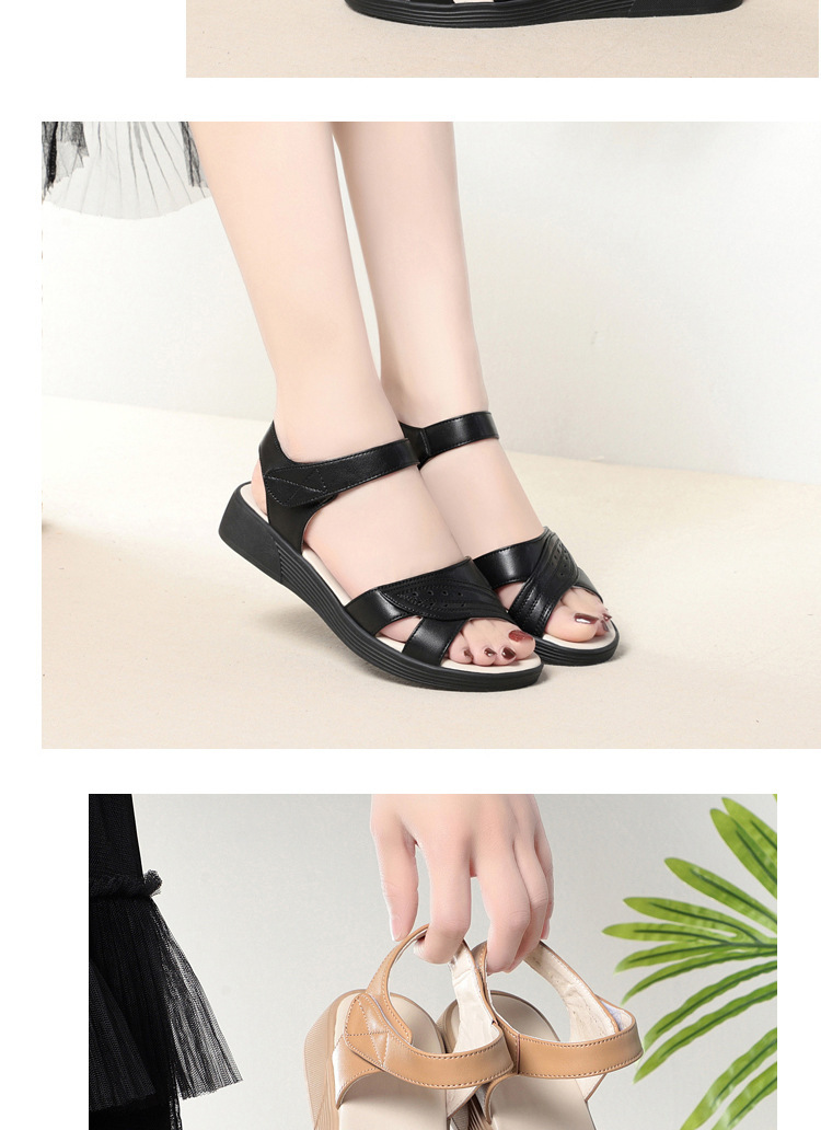 Dép sandal nữ đế bệt da mềm chống trượt — màu be chi tiết 11