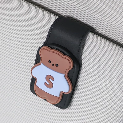 Cartoon Sunglasses Card Clip, Car Glasses Clip/Bill Clip - s-bear-black-u-shaped-glasses-clip