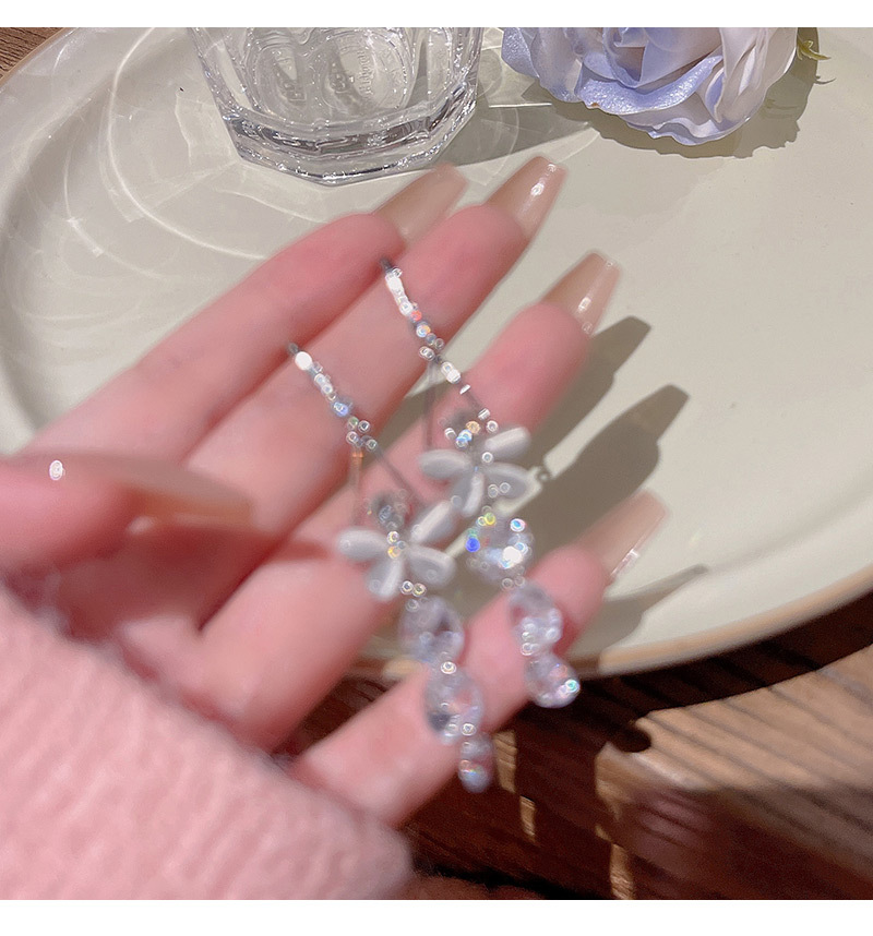 Fashion Flower Copper Plating Zircon Drop Earrings 1 Pair