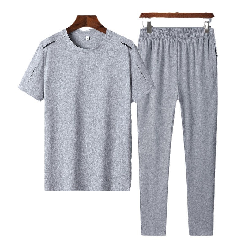 M - 8XL de mediana edad ocio juego deportivo de algodón papá ropa de verano de mangas cortas pantalones largos para hombres dos piezas de ropa de papá image 6