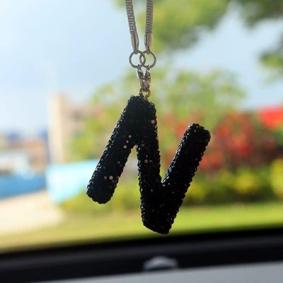 Car hanging: Pendant for Women - n-letter-car-pendant-black