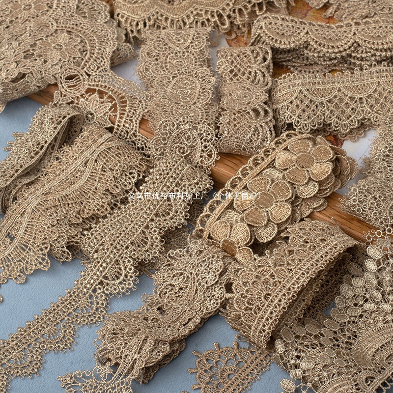 hilo de oro bordado soluble en agua rosa oro encaje encaje DIY ropa hecha a mano lolita accesorios fabricantes al por mayor