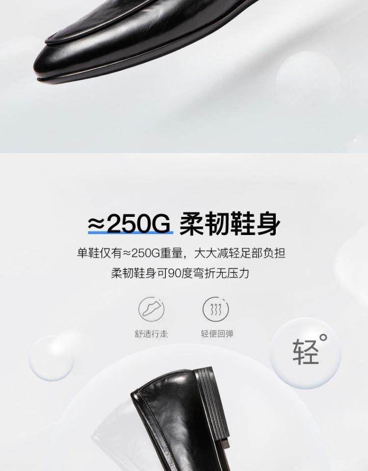 Giày lười nam da bò thật cao cấp phong cách công sở, thoáng khí đa năng, gót thấp 1–3 cm — Mẫu 2313, chất liệu da màu đen., Mẫu da đen 2315 chi tiết 4
