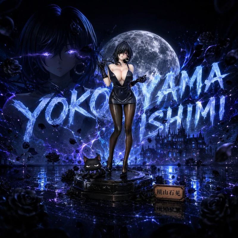 Two-Dimensional Beautiful Girl Yokoyama Ishimi Black Dress Detachable Wholesale Cloak Anime Figure