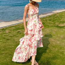 孤品·····捡漏夏季连衣裙雪纺印花吊带长裙女海边沙滩裙