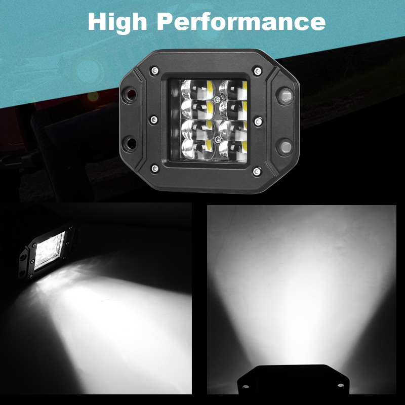 Auto LED Spotlight 24W 6D cuadrado de alto brillo LED lámpara auxiliar barra delantera lámpara de trabajo al aire libre modificación fuera de carretera