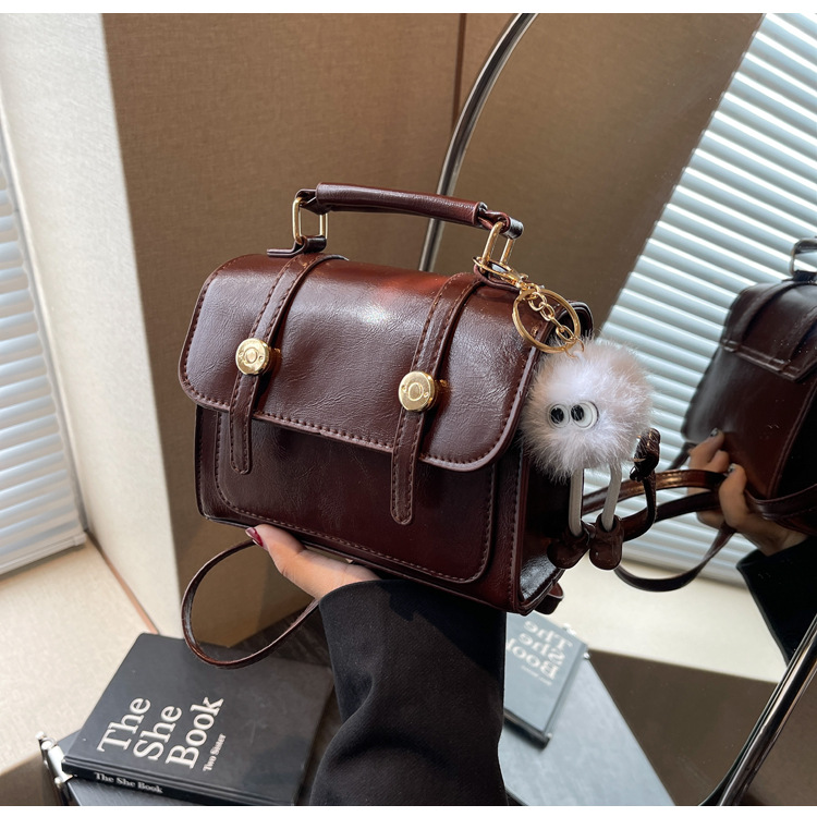 Temperamento viajero retro moda bolso 2024 nuevo estilo salvaje ins color sólido textura diagonal pequeño bolso cuadrado bolso femenino