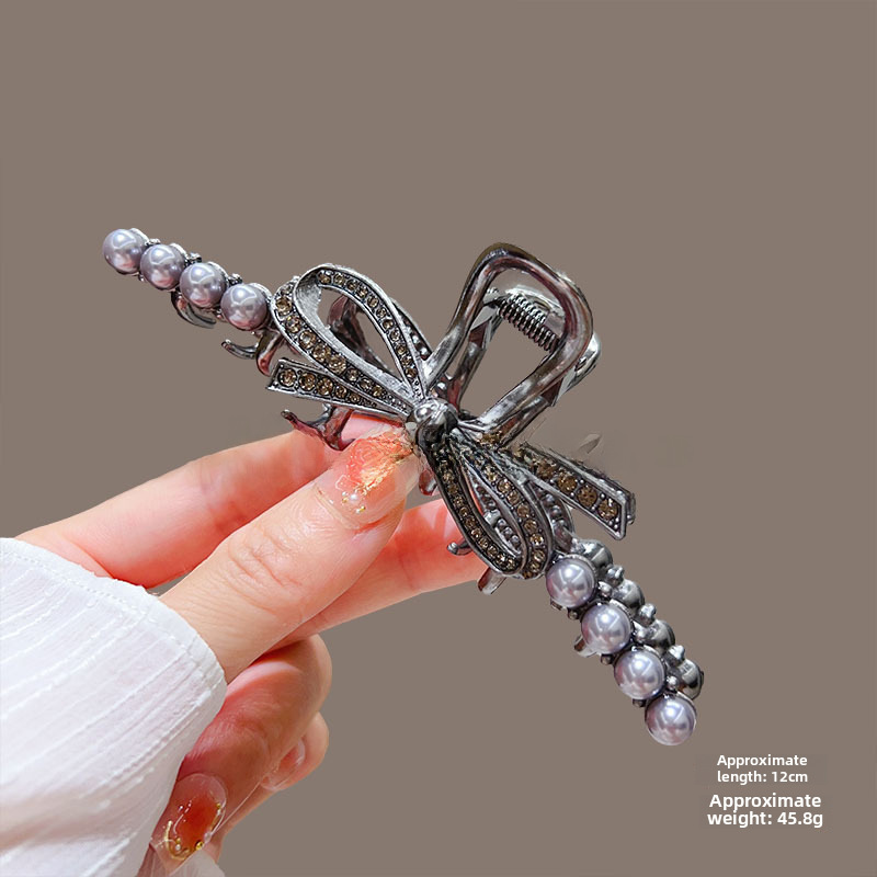 Temperamento Full Diamond Metal Shark Clip Hairpin Back Head Coil Hair Grab Clip Donna Primavera Estate Super Large Clip Copricapo Hair Grab_voghion.com